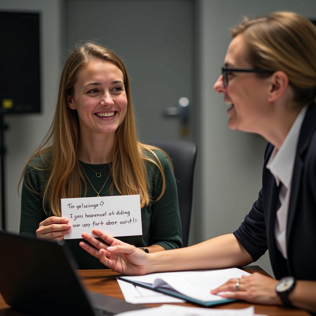 Thí sinh IELTS tự tin trình bày bài nói Part 2 về một buổi biểu diễn ấn tượng