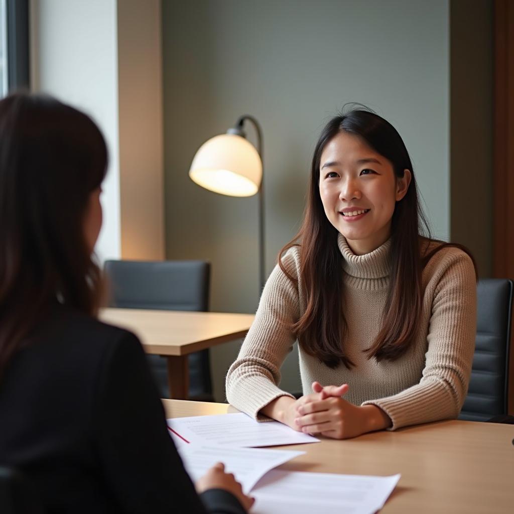 Thí sinh IELTS tự tin trình bày cue card về memorable weekend trước giám khảo