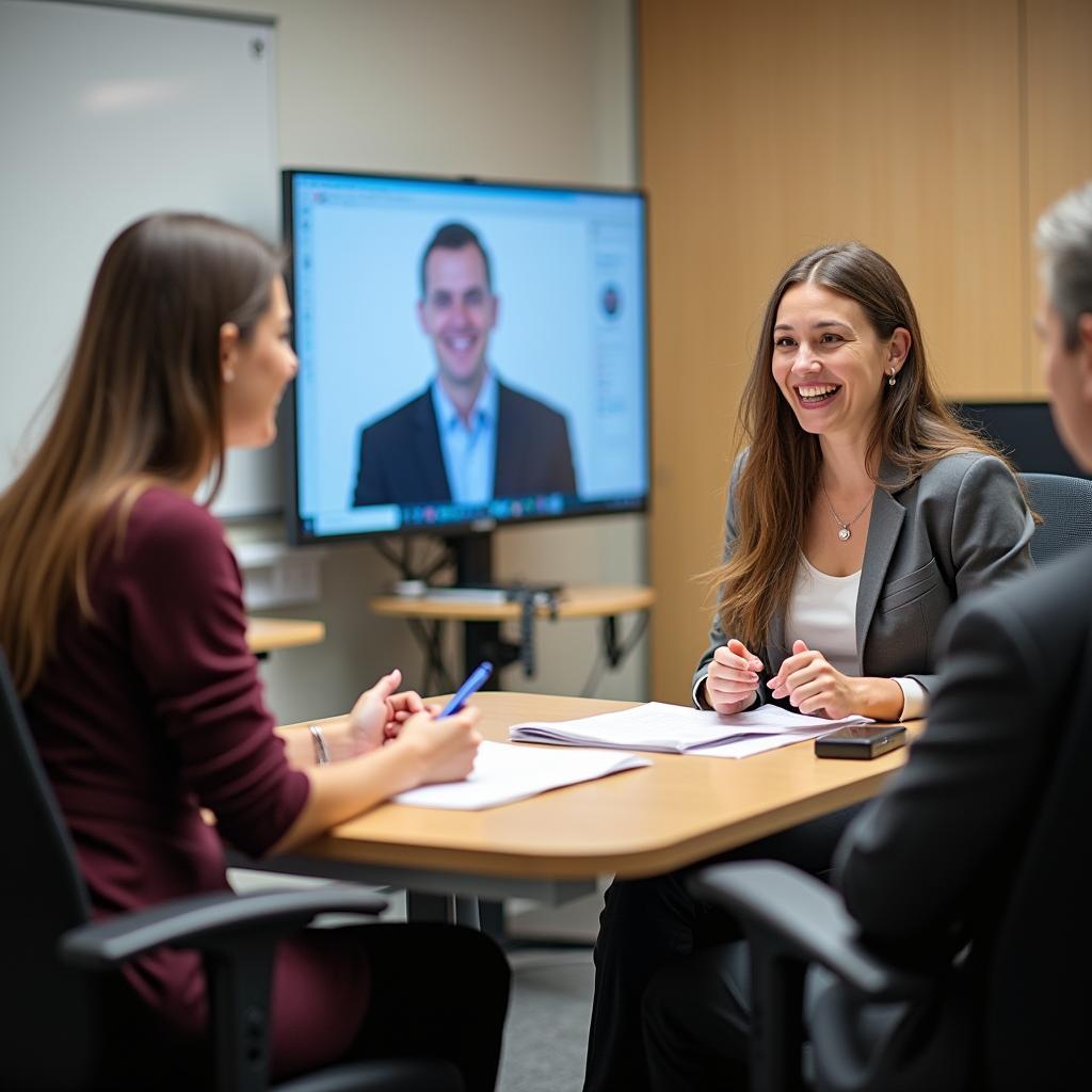 Thí sinh IELTS đang tự tin trình bày bài nói Part 2 về chủ đề mô tả người đáng tin cậy trong phòng thi