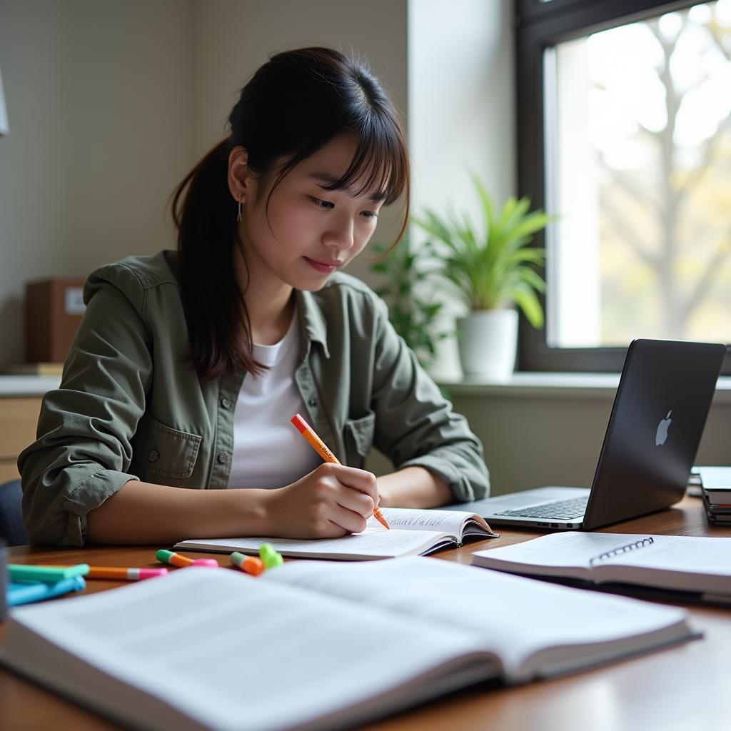 Thí sinh đang ôn luyện IELTS Reading chủ đề di cư khí hậu với tài liệu chất lượng cao