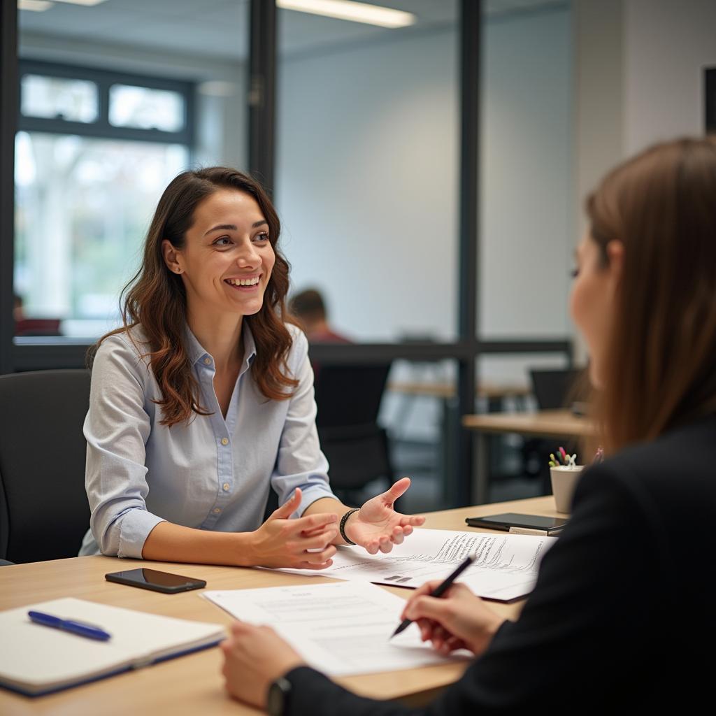 Thí sinh tự tin thảo luận Part 3 về quyết định và lãnh đạo với giám khảo IELTS