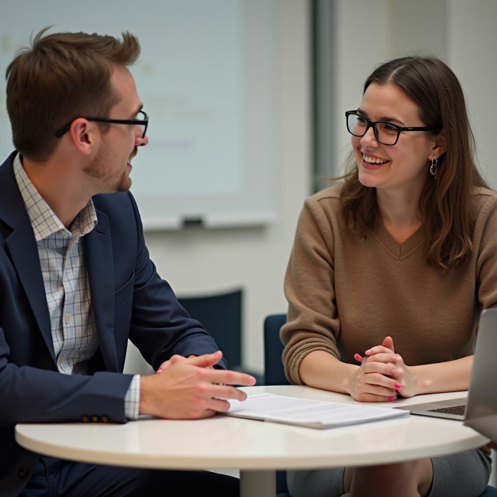 Thí sinh thảo luận chuyên sâu với giám khảo trong phần Part 3 IELTS Speaking