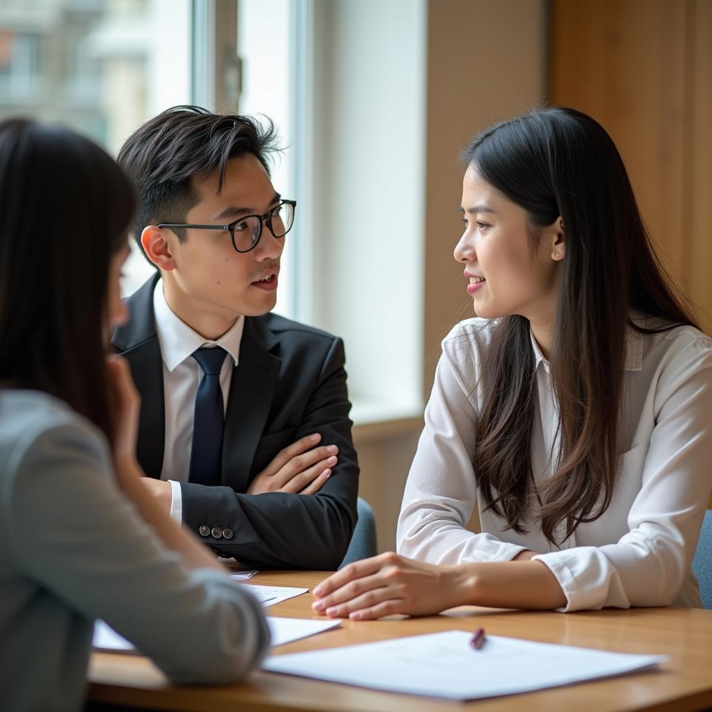 Thí sinh đang thảo luận sâu với giám khảo trong phần IELTS Speaking Part 3 về văn hóa ẩm thực truyền thống