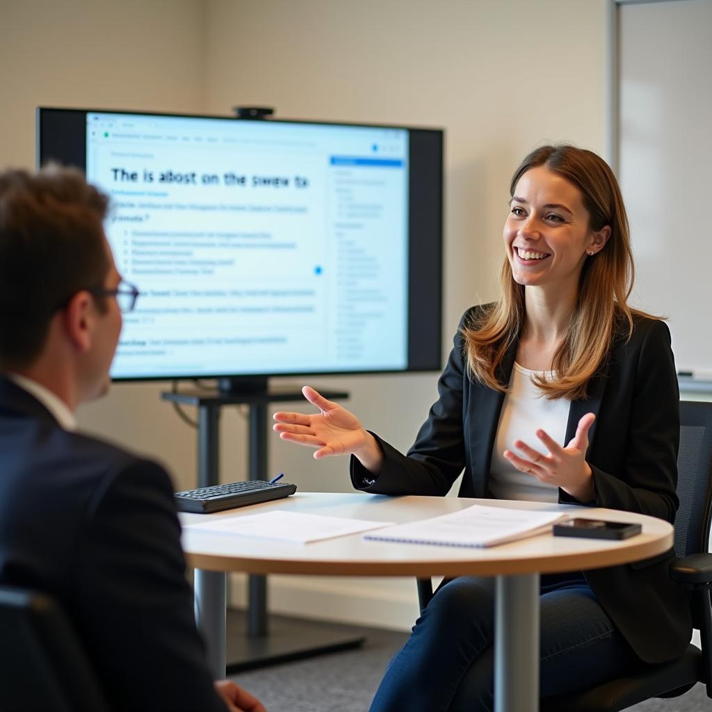 Thí sinh tự tin trình bày bài nói Part 2 về luật môi trường trong phòng thi IELTS Speaking chính thức