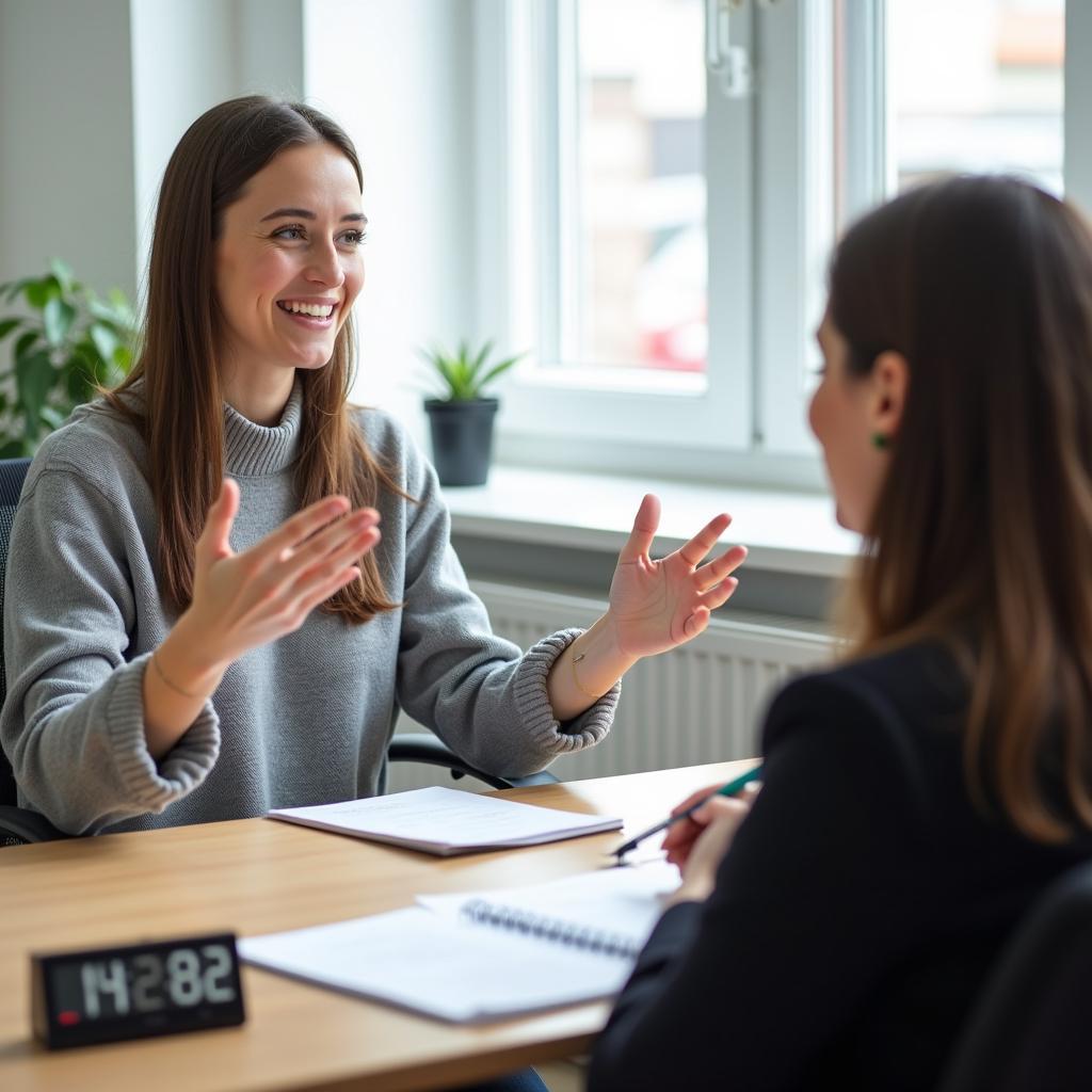 Thí sinh đang trình bày bài nói Part 2 về chủ đề hoạt động giải trí đóng góp cho kinh tế địa phương