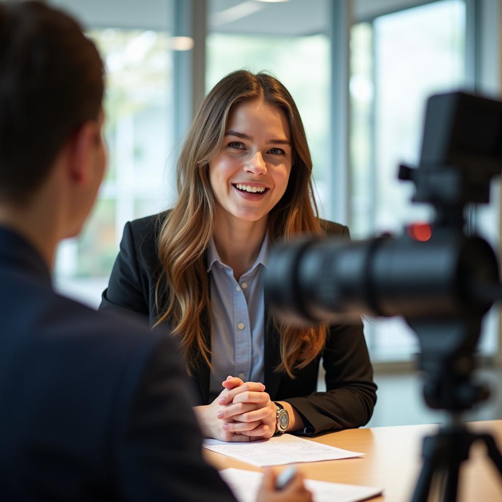 Thí sinh tự tin trình bày bài nói IELTS Speaking Part 2 đạt band cao trước giám khảo