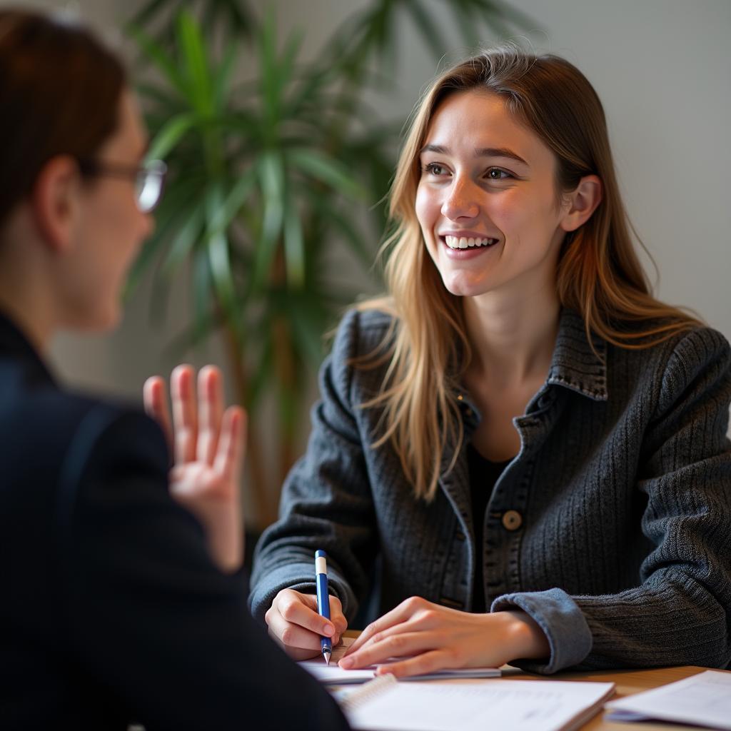 Thí sinh IELTS tự tin thảo luận về vai trò nhân vật văn hóa trong xã hội với giám khảo