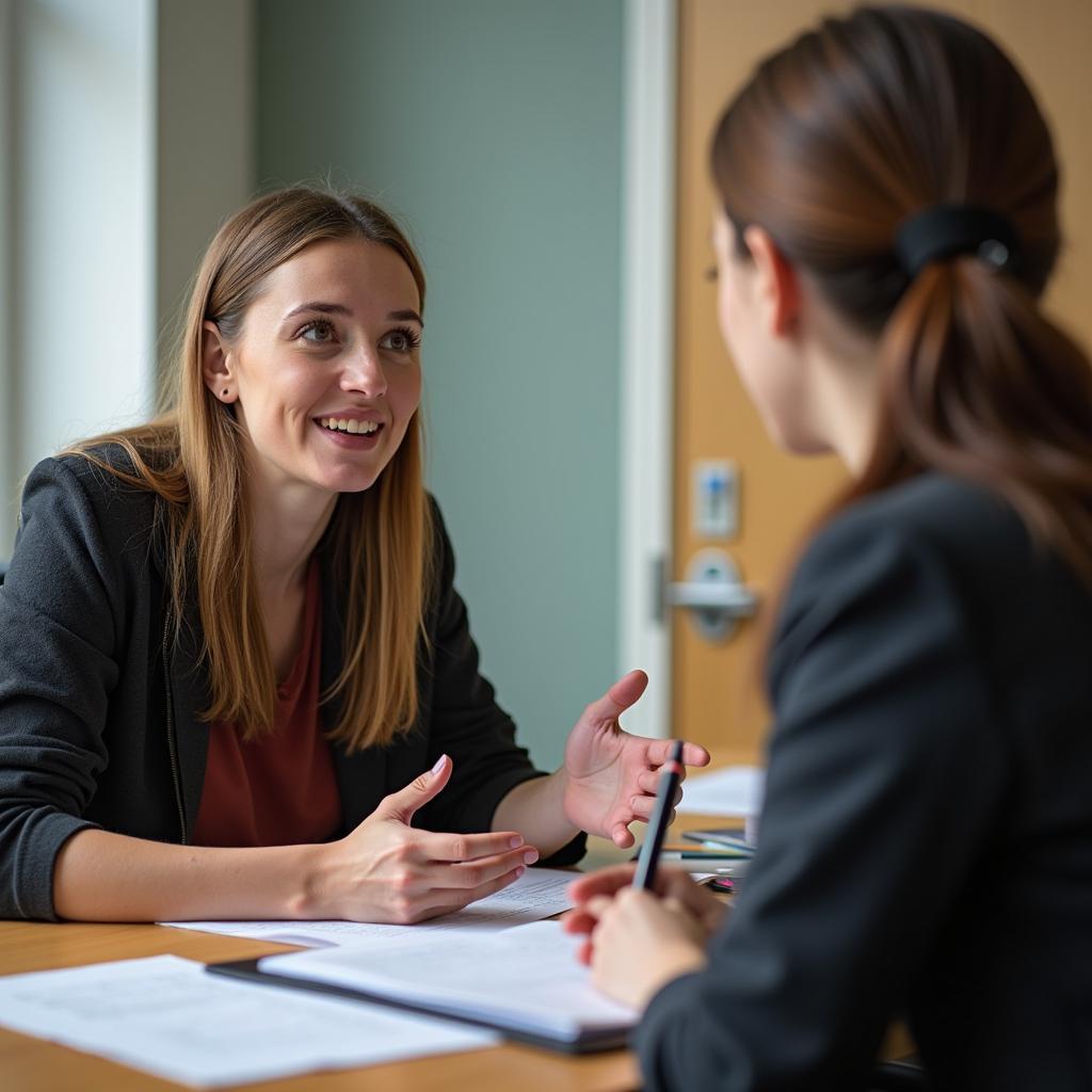 Thí sinh IELTS tự tin trình bày bài nói Part 2 về tình huống bất ngờ trong phòng thi