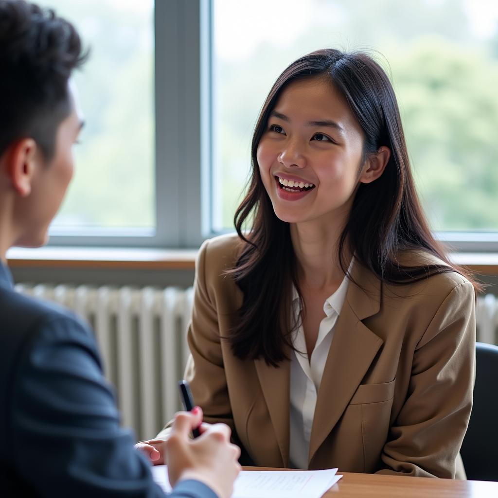 Thí sinh tự tin trình bày độc thoại Part 2 IELTS Speaking về thành tích đáng tự hào