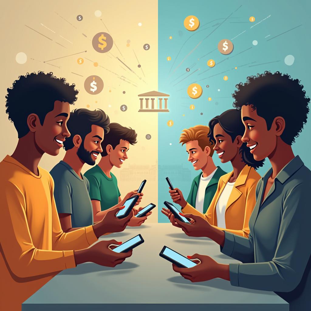 Minh họa vai trò tiền tệ kỹ thuật số trong việc mở rộng khả năng tiếp cận tài chính toàn diện cho cộng đồng vùng sâu vùng xa