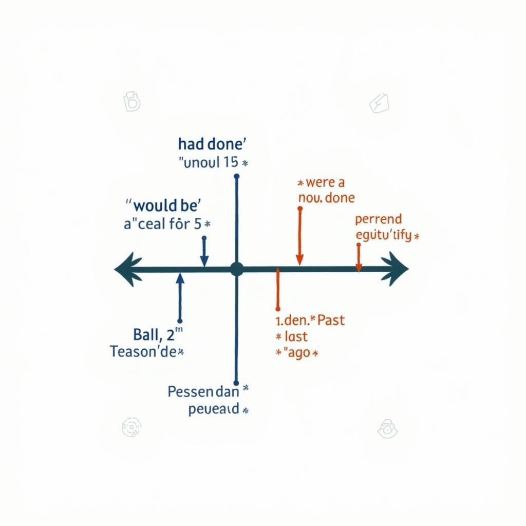 Sơ đồ minh họa cách sử dụng time markers trong hai loại câu điều kiện hỗn hợp với trục thời gian
