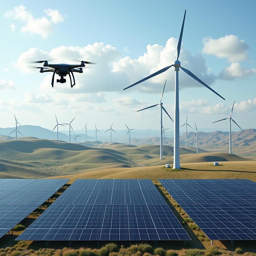 Trang trại điện gió và năng lượng mặt trời được quản lý bởi hệ thống AI hiện đại