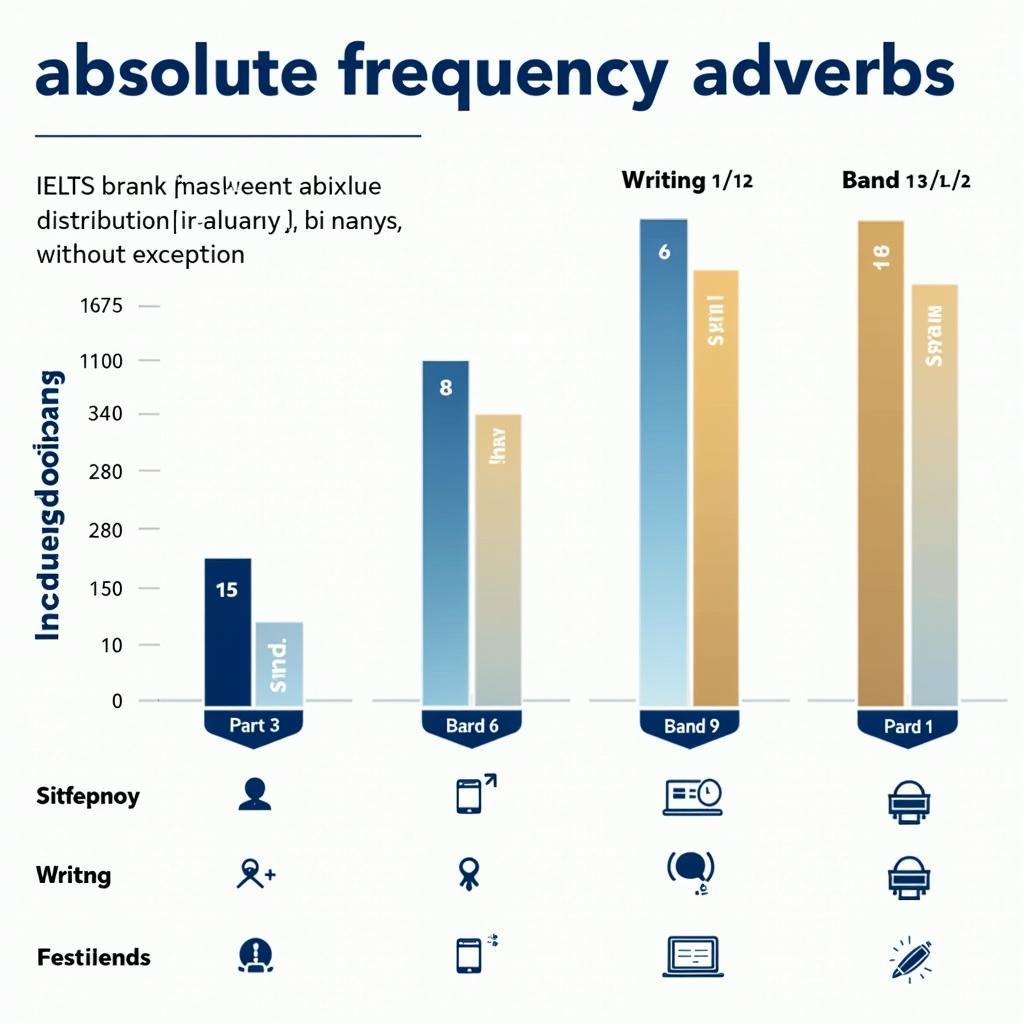 Biểu đồ phân bố sử dụng trạng từ tần suất tuyệt đối invariably always without exception trong bài thi IELTS Speaking và Writing theo từng band điểm