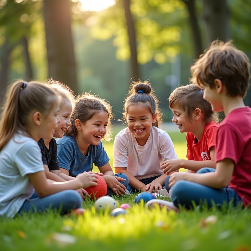 Trẻ em chơi ngoài trời và tương tác xã hội trực tiếp
