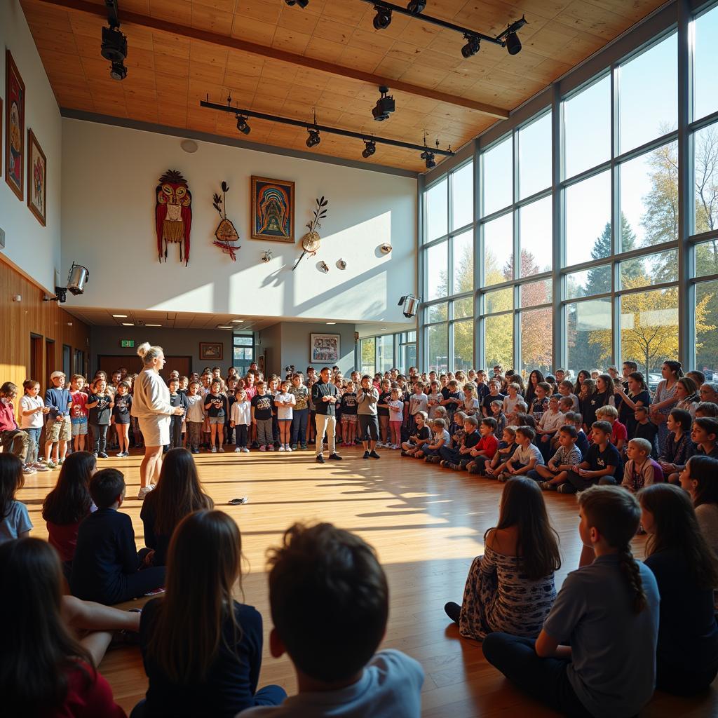 Trường học Canada tổ chức assembly đa dạng với học sinh từ nhiều nền tảng văn hóa tham gia