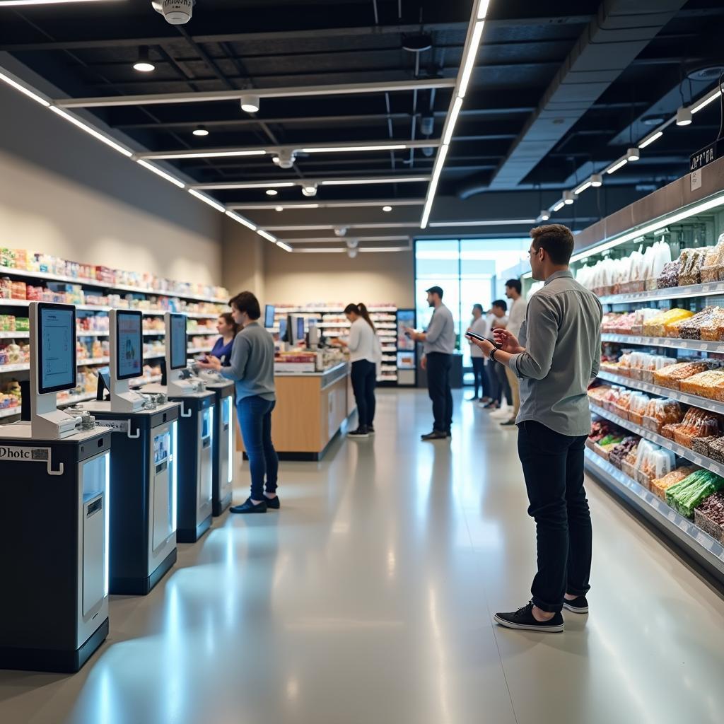 Tự động hóa bán lẻ thay đổi vai trò cửa hàng truyền thống trong IELTS Writing Task 2