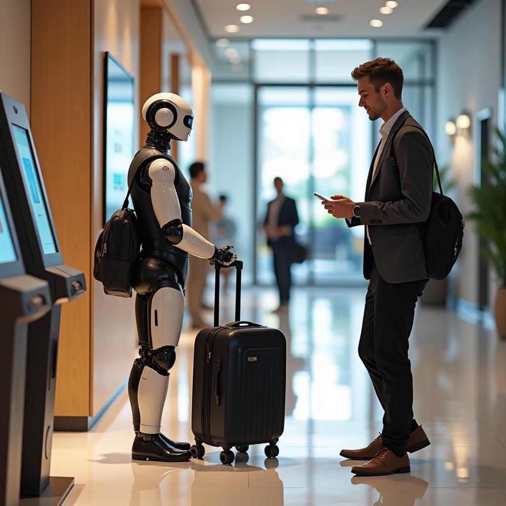 Tự động hóa trong ngành dịch vụ khách sạn với hệ thống check-in di động và robot phục vụ