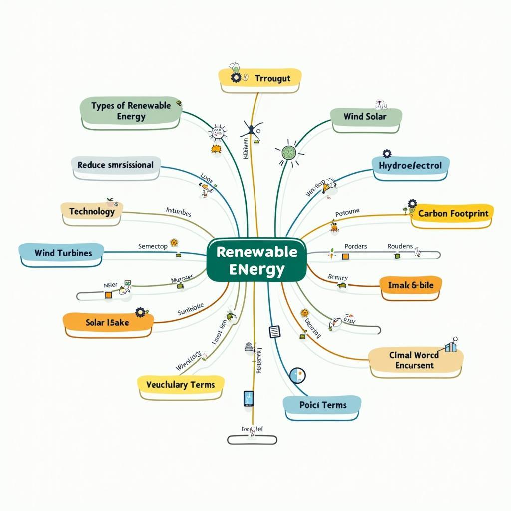 Sơ đồ tư duy về từ vựng chủ đề năng lượng tái tạo và môi trường