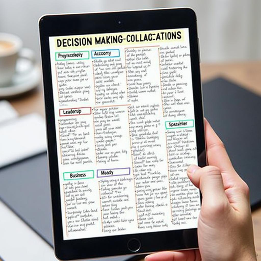 Bảng từ vựng và collocations chủ đề decision-making được tổ chức khoa học
