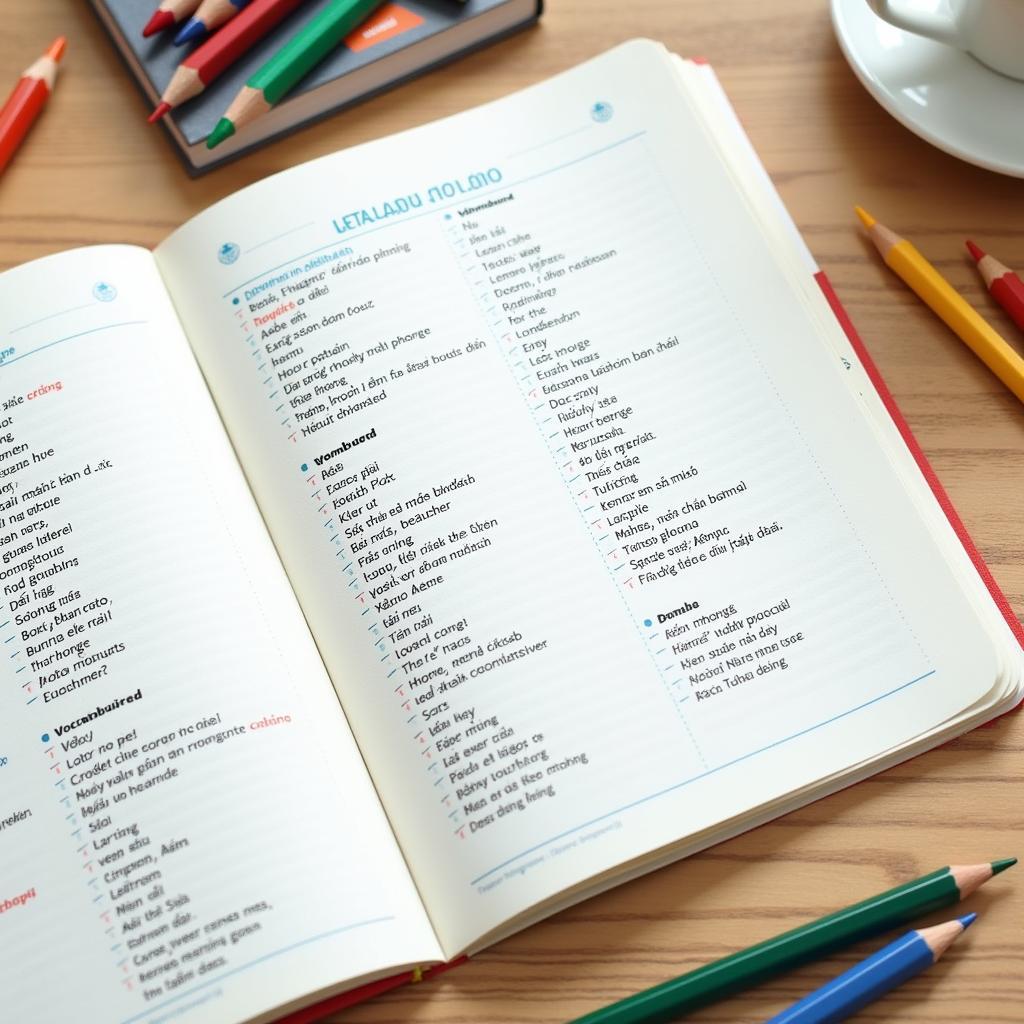 Sổ ghi chú với từ vựng và cụm từ về chủ đề giáo viên trong IELTS Speaking