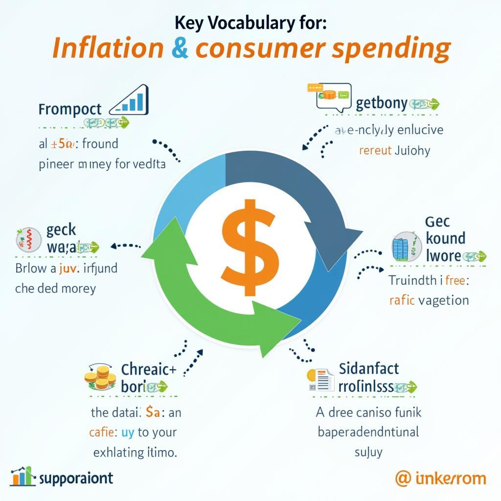 Infographic minh họa từ vựng quan trọng về lạm phát và chi tiêu người dùng cho IELTS Writing Task 2