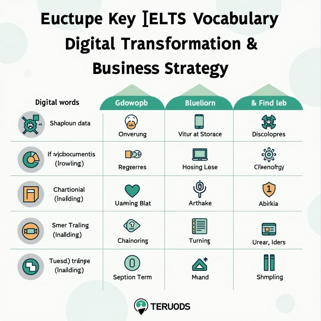 Từ vựng IELTS Reading chủ đề chuyển đổi số và chiến lược kinh doanh với minh họa trực quan