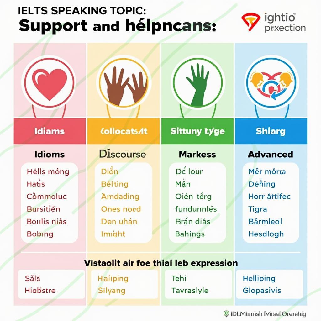 Infographic từ vựng IELTS Speaking chủ đề hỗ trợ và giúp đỡ người khác band điểm cao