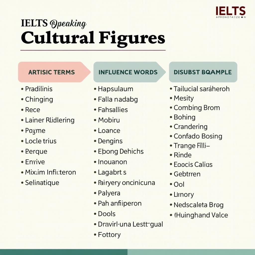 Infographic các cụm từ và từ vựng quan trọng cho chủ đề nhân vật văn hóa trong IELTS Speaking