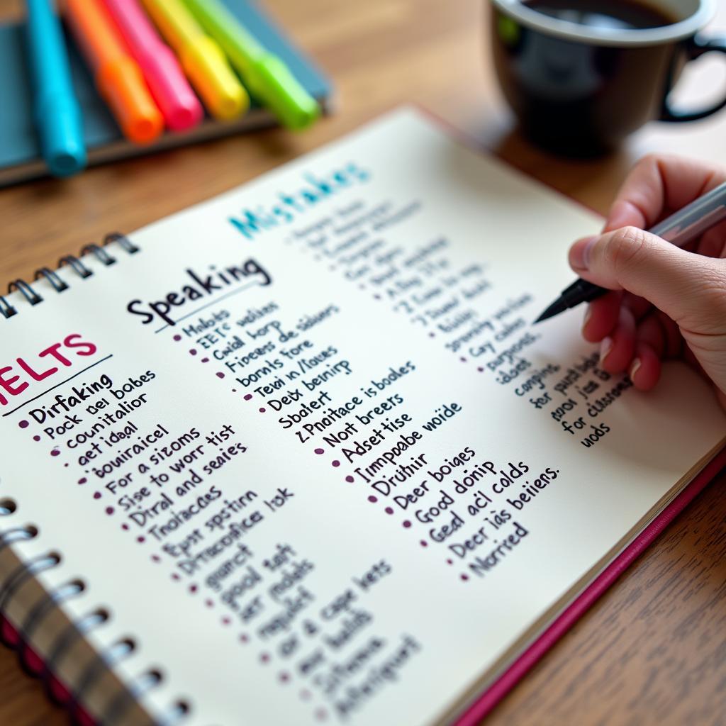 Bảng từ vựng IELTS Speaking chủ đề học hỏi từ sai lầm trên sổ tay