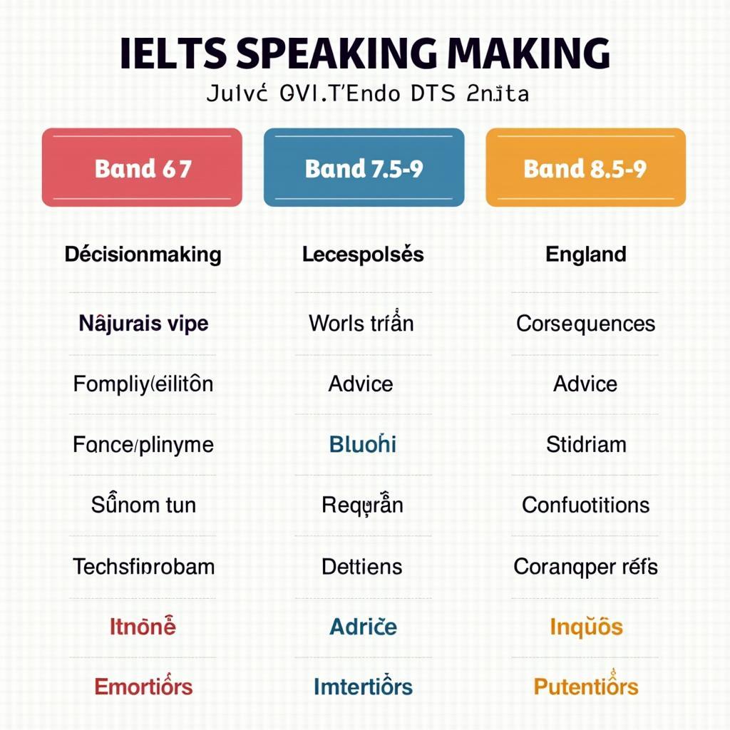 Infographic từ vựng chủ đề quyết định cho IELTS Speaking với band điểm