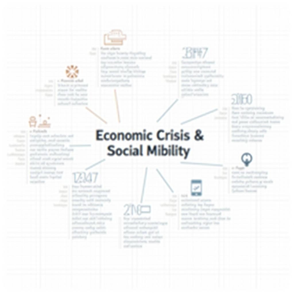 Sơ đồ tư duy trực quan hóa các từ vựng học thuật quan trọng về tác động của khủng hoảng kinh tế lên dịch chuyển xã hội.