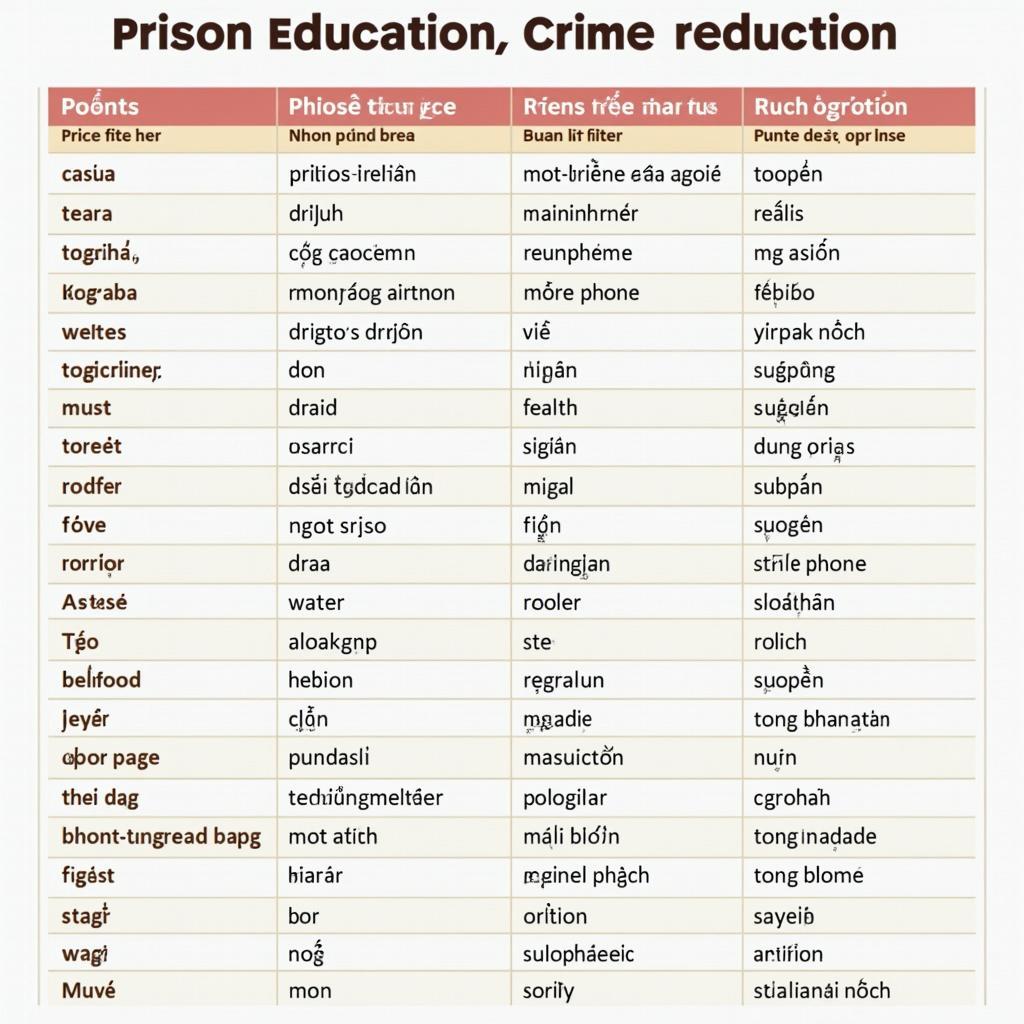 Bảng từ vựng IELTS Writing Task 2 chủ đề giáo dục trong nhà tù và giảm tội phạm với phiên âm