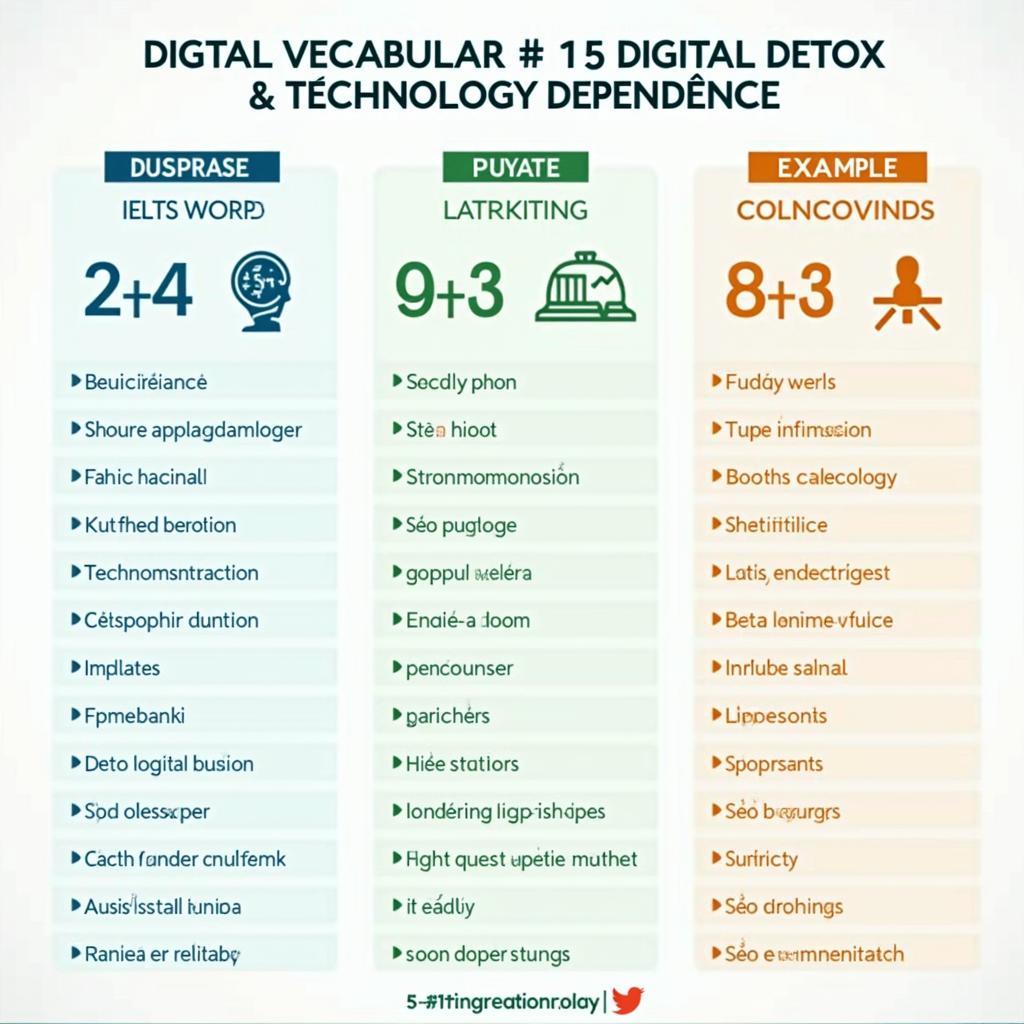 Bảng từ vựng IELTS Writing Task 2 chủ đề digital detox và technology dependence với collocations và ví dụ