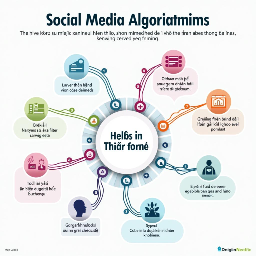Infographic từ vựng quan trọng về thuật toán mạng xã hội cho IELTS Writing Task 2