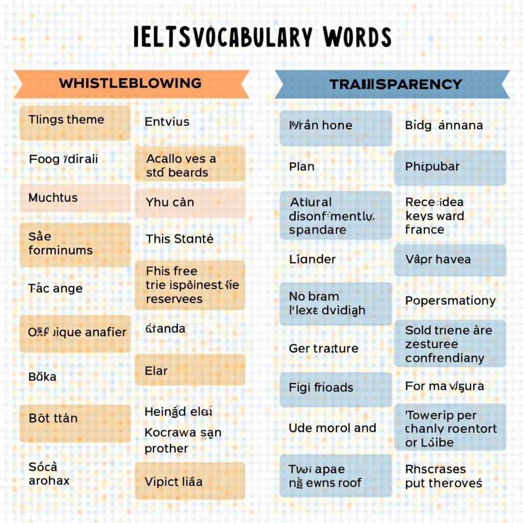 Infographic từ vựng IELTS Writing chủ đề whistleblowing và transparency với ví dụ minh họa