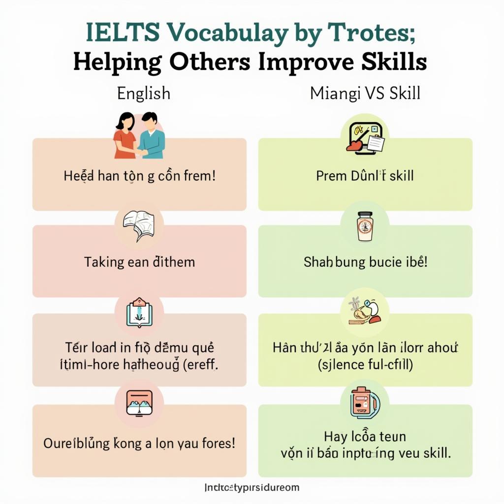 Infographic các từ vựng và cụm từ quan trọng cho chủ đề giúp người khác phát triển kỹ năng trong IELTS Speaking