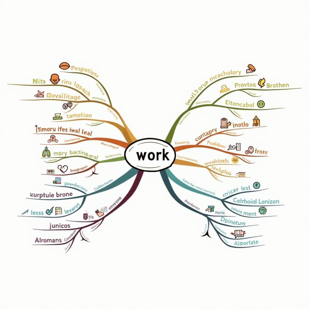 Sơ đồ mindmap các chủ đề từ vựng quan trọng cho IELTS Speaking về công việc và thành tựu với các nhánh từ vựng