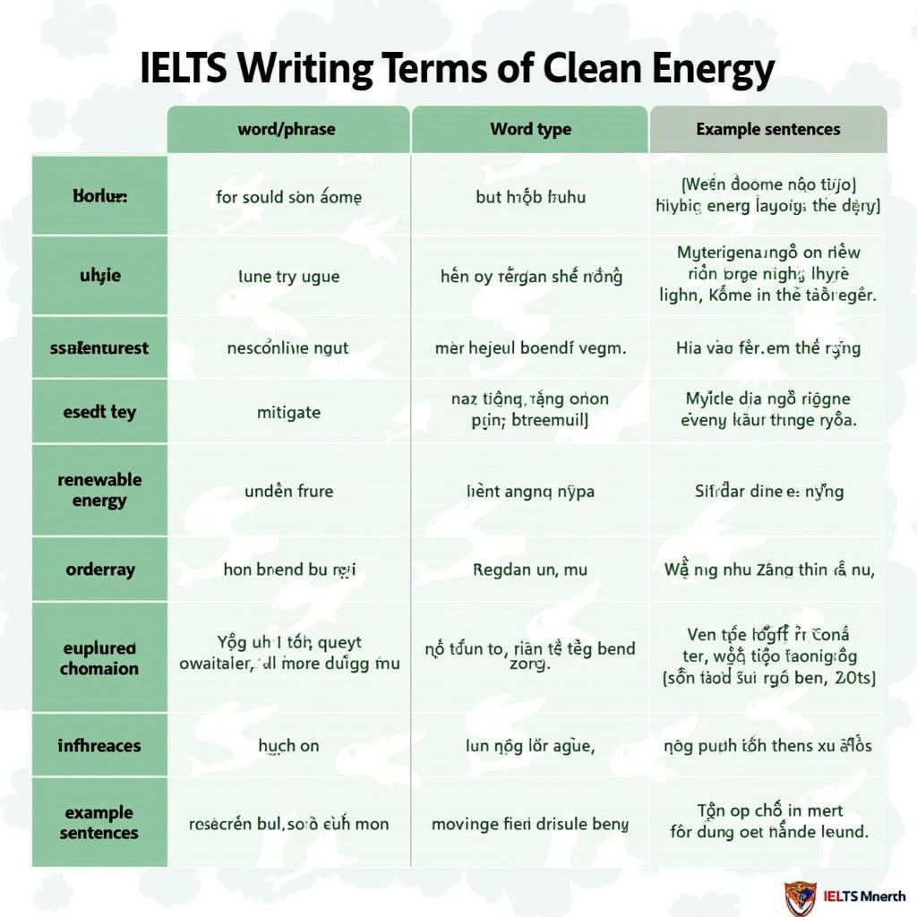 Bảng từ vựng quan trọng IELTS Writing Task 2 về năng lượng sạch với phiên âm và ví dụ