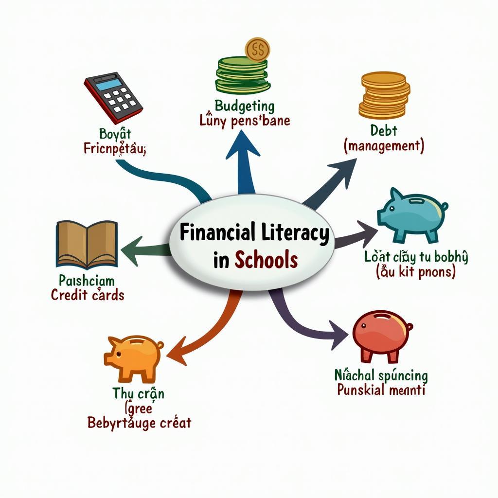 Sơ đồ tư duy các từ vựng quan trọng về giáo dục tài chính trong trường học