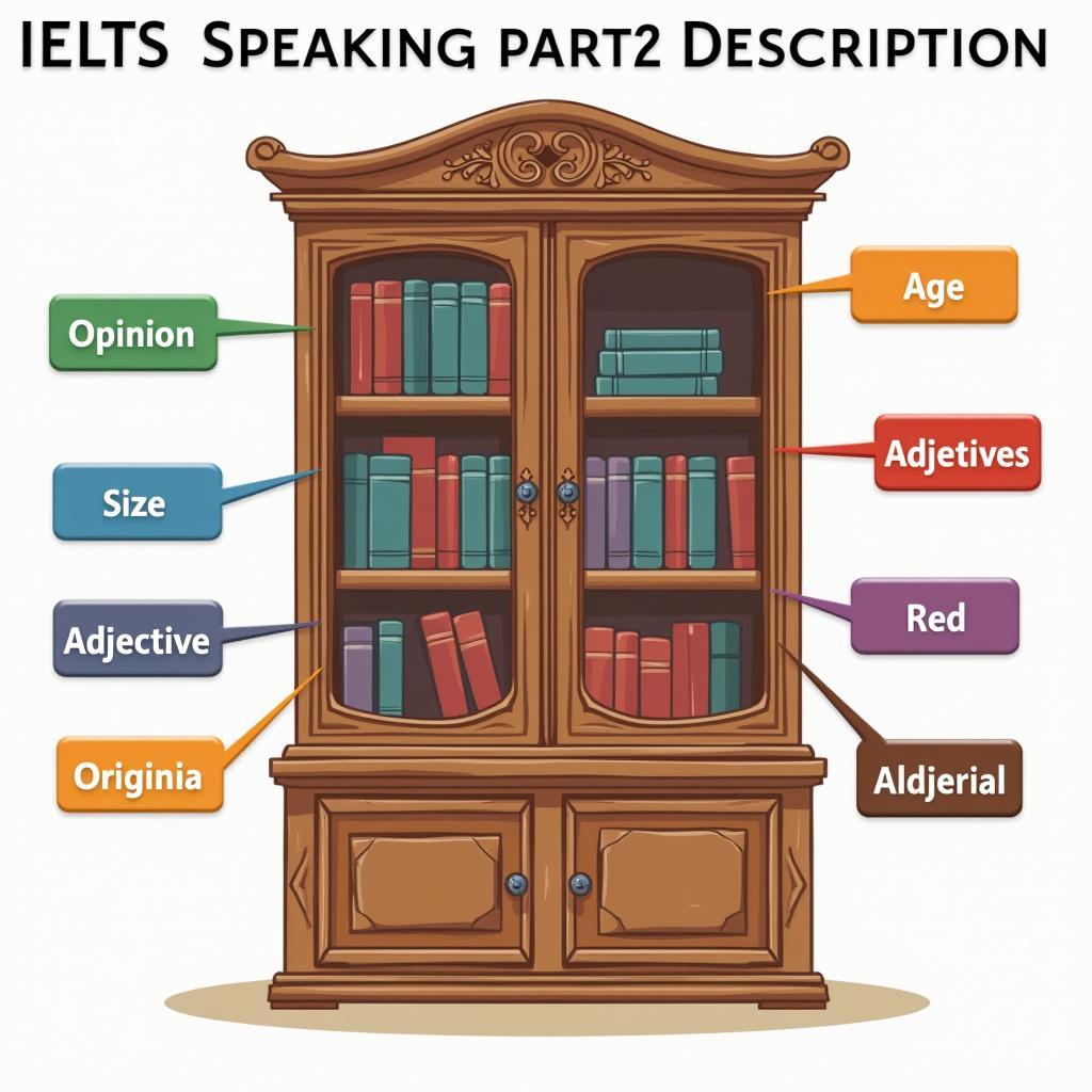 Ví dụ mô tả đồ vật trong IELTS Speaking Part 2 sử dụng thứ tự tính từ chuẩn Band 8.0