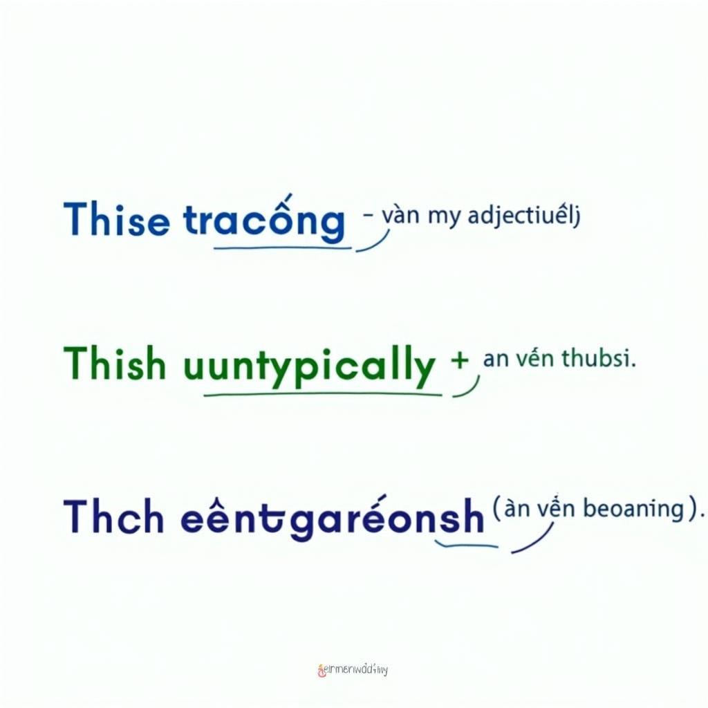 Sơ đồ vị trí trạng từ atypically và unusually trong câu tiếng Anh IELTS với các thành phần ngữ pháp