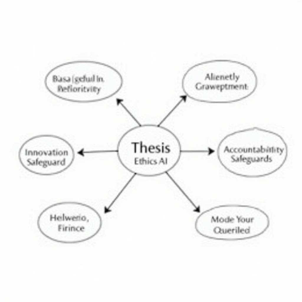 Sơ đồ phân tích đề Task 2 về ethical AI với main ideas và ví dụ