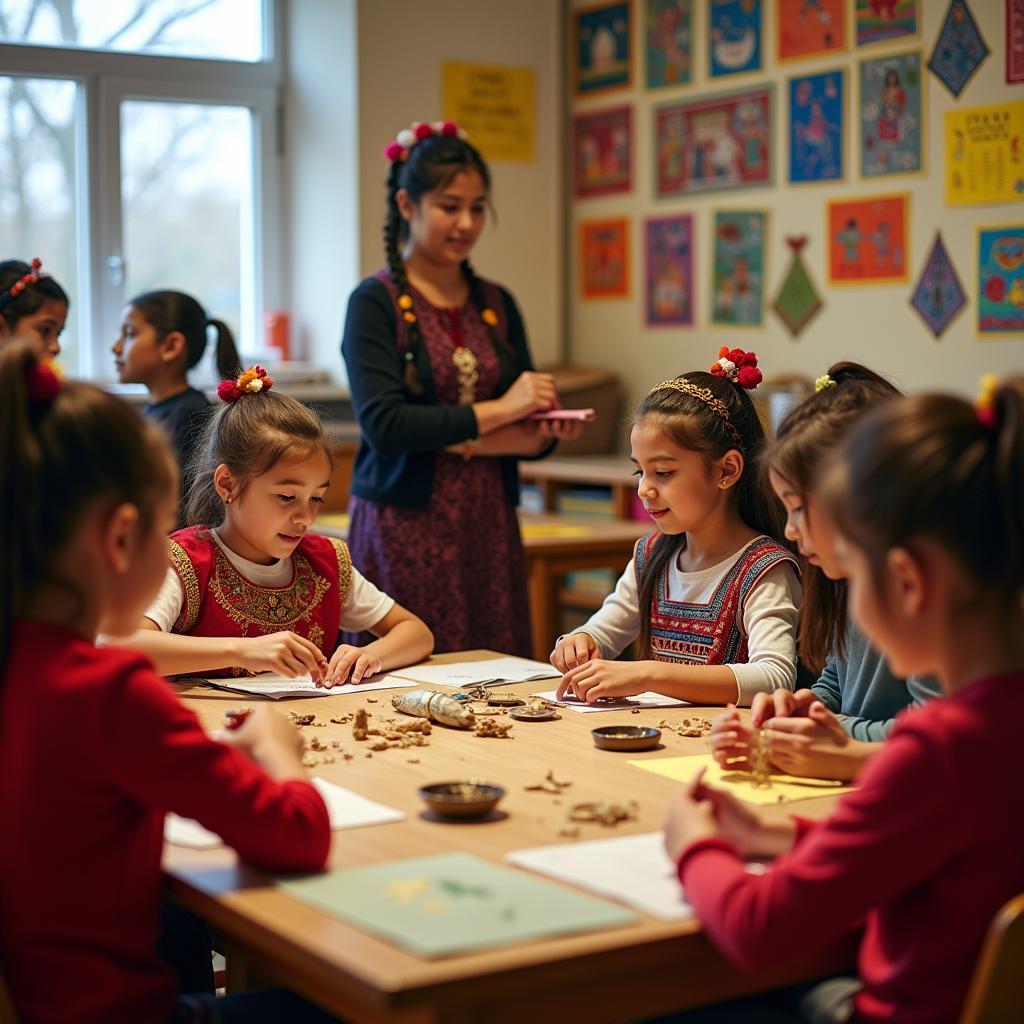 Học sinh tìm hiểu di sản văn hóa dân tộc qua các hoạt động giáo dục thực hành trong lớp học