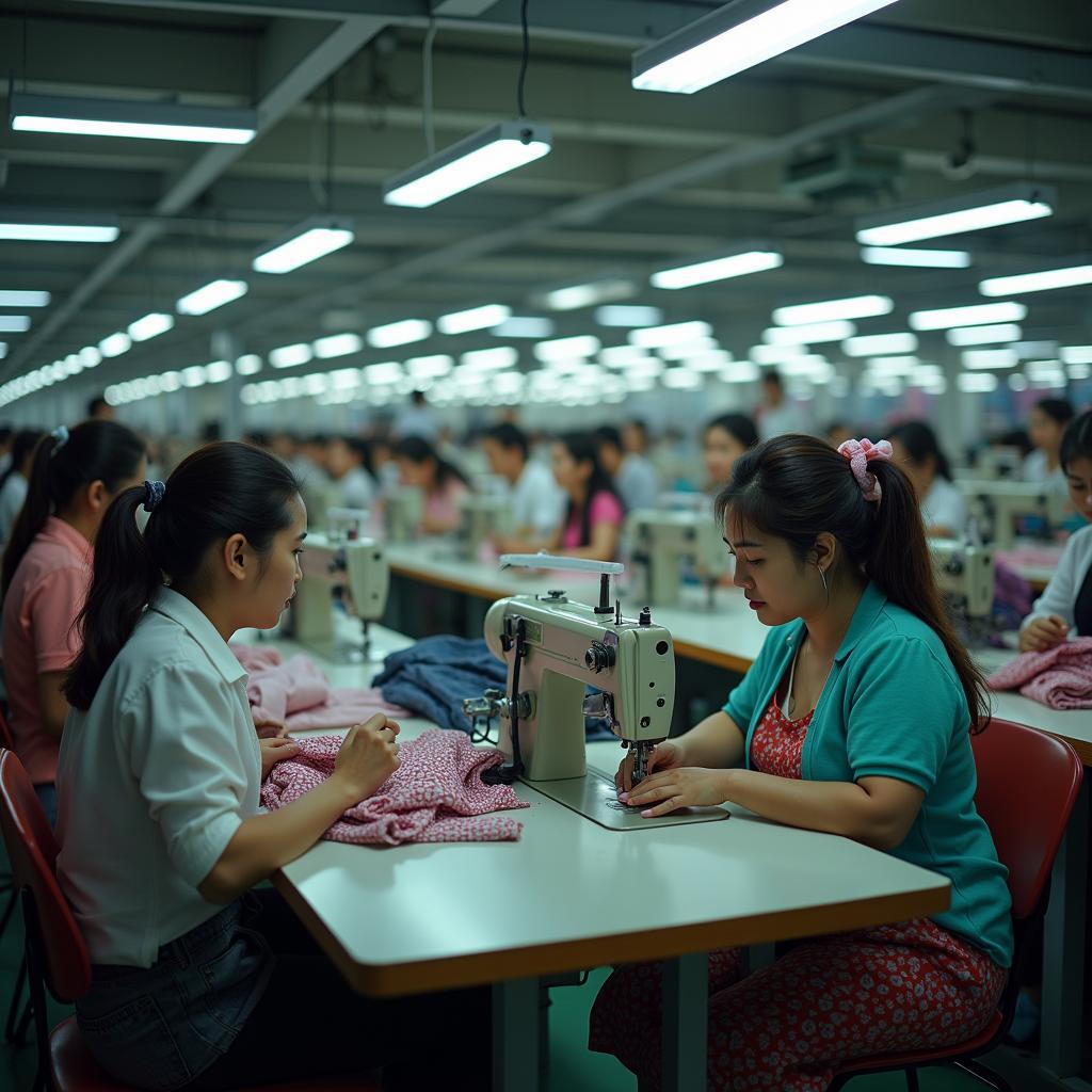 Công nhân may mặc trong nhà máy thời trang nhanh làm việc trong điều kiện khó khăn với quyền lợi lao động hạn chế