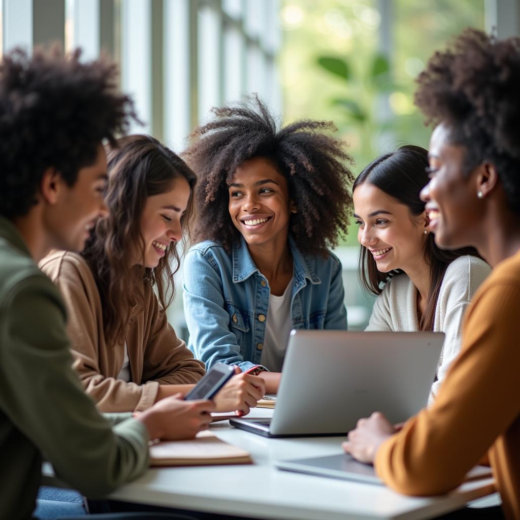 Sinh viên đa văn hóa trao đổi học thuật trong môi trường giáo dục hòa nhập