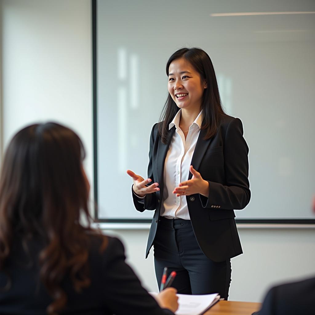 Thí sinh tự tin trình bày bài nói Part 2 về trải nghiệm nhận được hỗ trợ