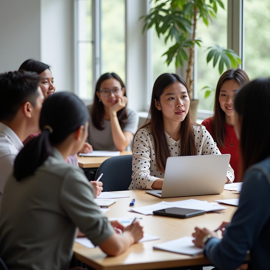 Nhóm thảo luận về sự khác biệt văn hóa trong việc cho và nhận hỗ trợ
